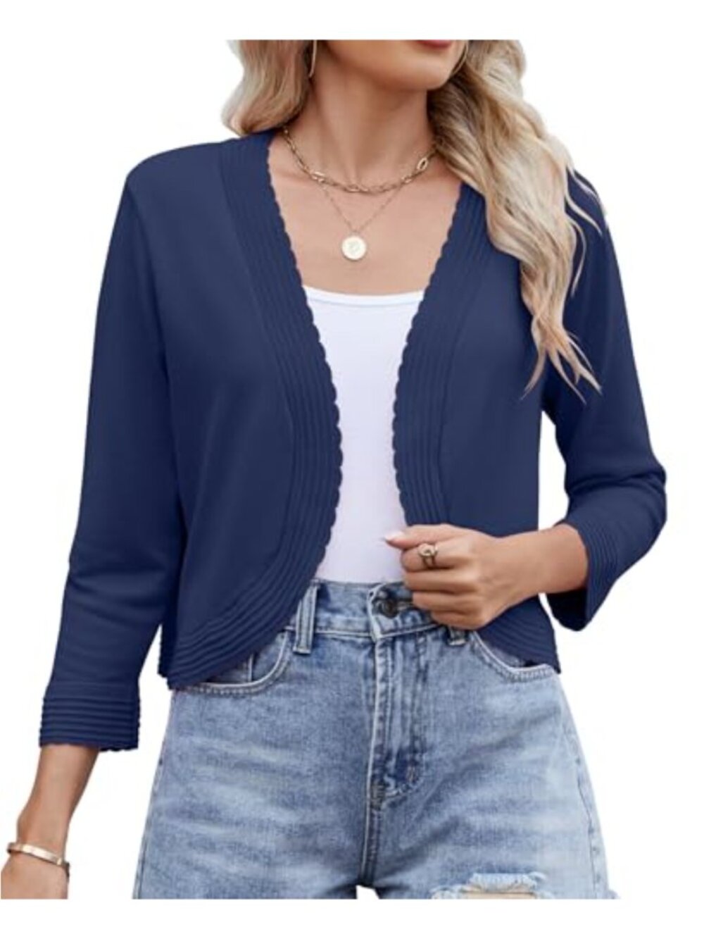 Women's Long Sleeve Knitted Cardigan Open Front Lightweight Sweater